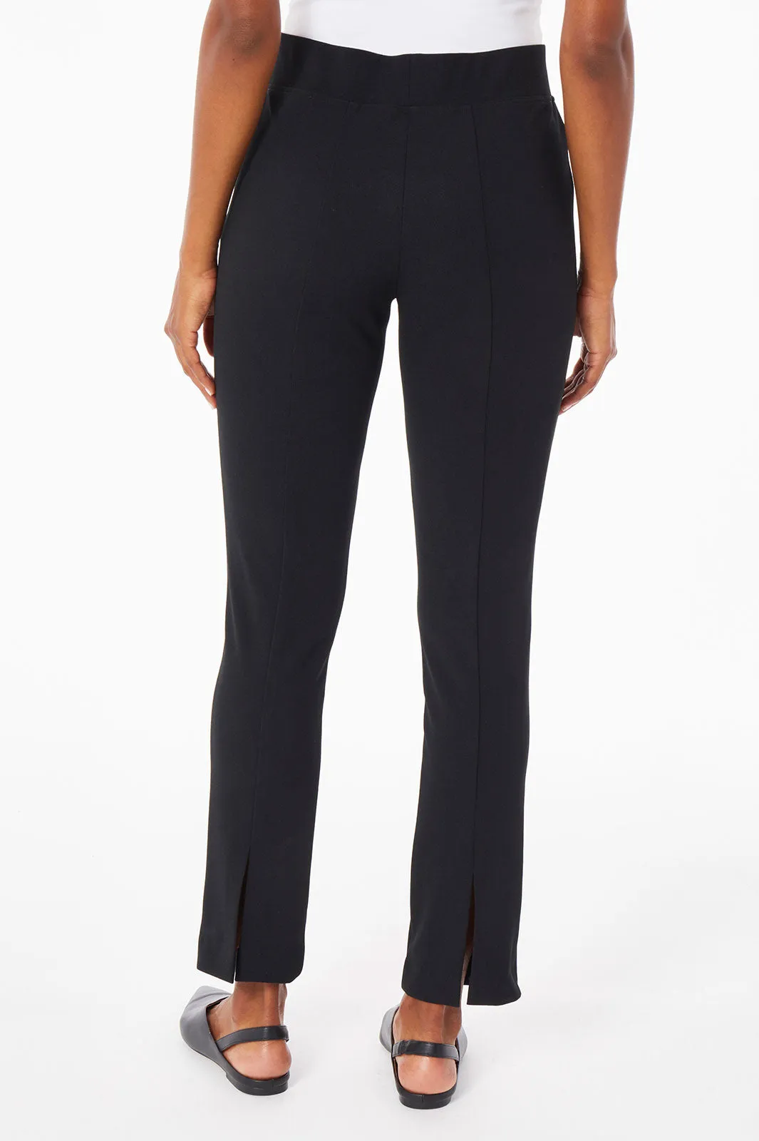 Plus Size Stretch Deco Crepe Straight-Leg Ankle Pants