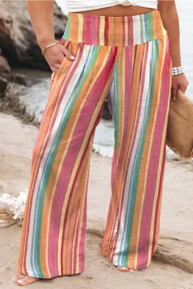 Plus Size Women  Striped Wide Leg Pants