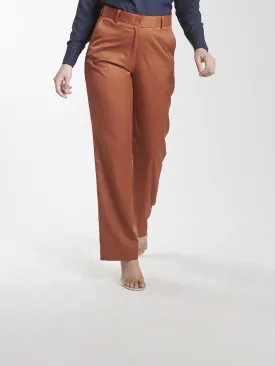 Regular Fit Mid Waist Trouser - Mahogany Red