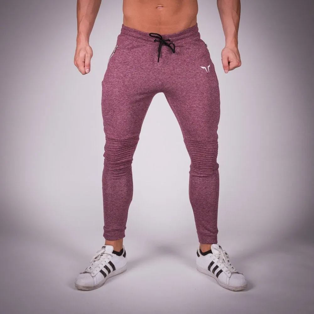 Ribbed Jogger Pants - Melange Maroon