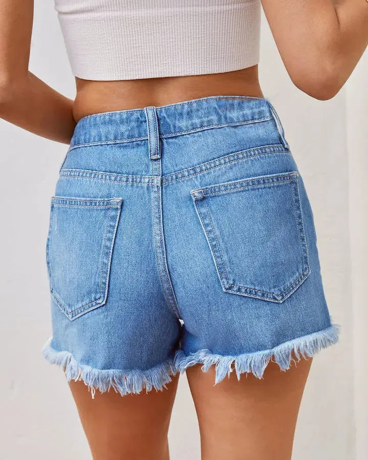 Ripped Denim Shorts