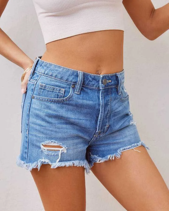 Ripped Denim Shorts