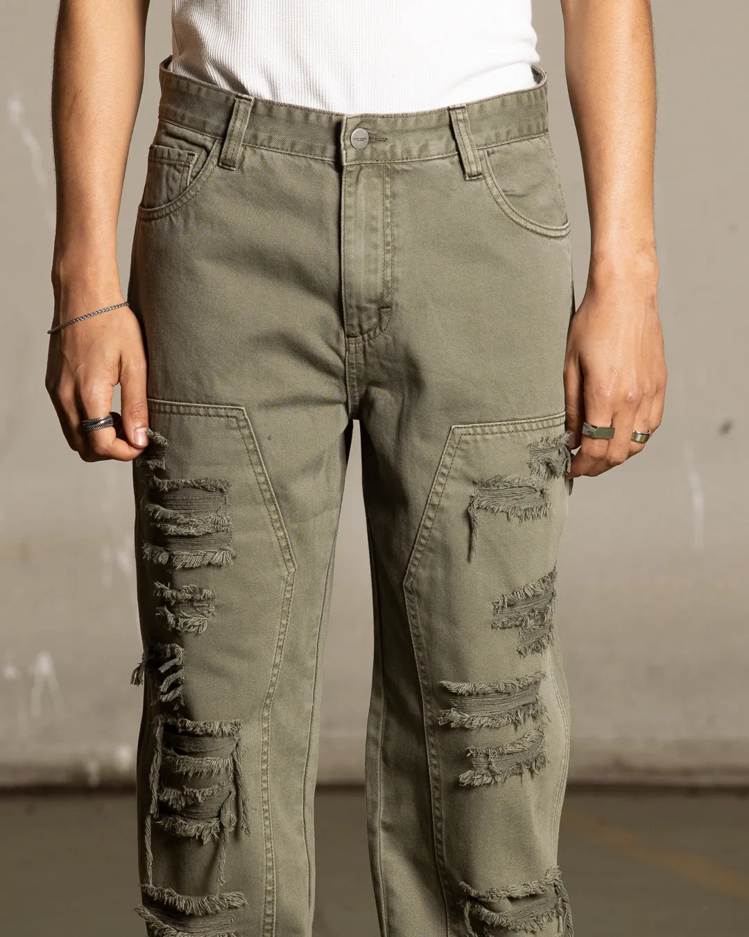 Saint Morta Titus Carpenter Jeans Kahki Green