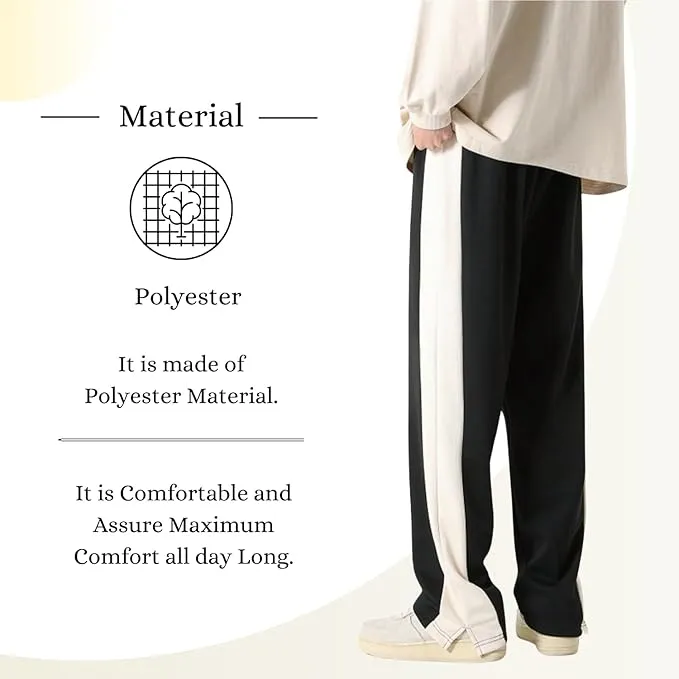 Side Striped Relaxed Fit Track Pants for Men - DWNTWN