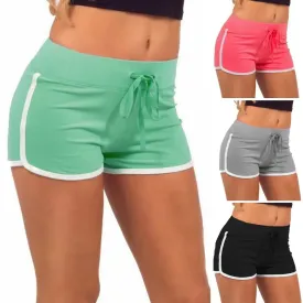 Sports Shorts Women Summer Elastic Candy Color Anti Emptied Skinny Shorts Casual Lady Elastic Waist Beach Short Pants