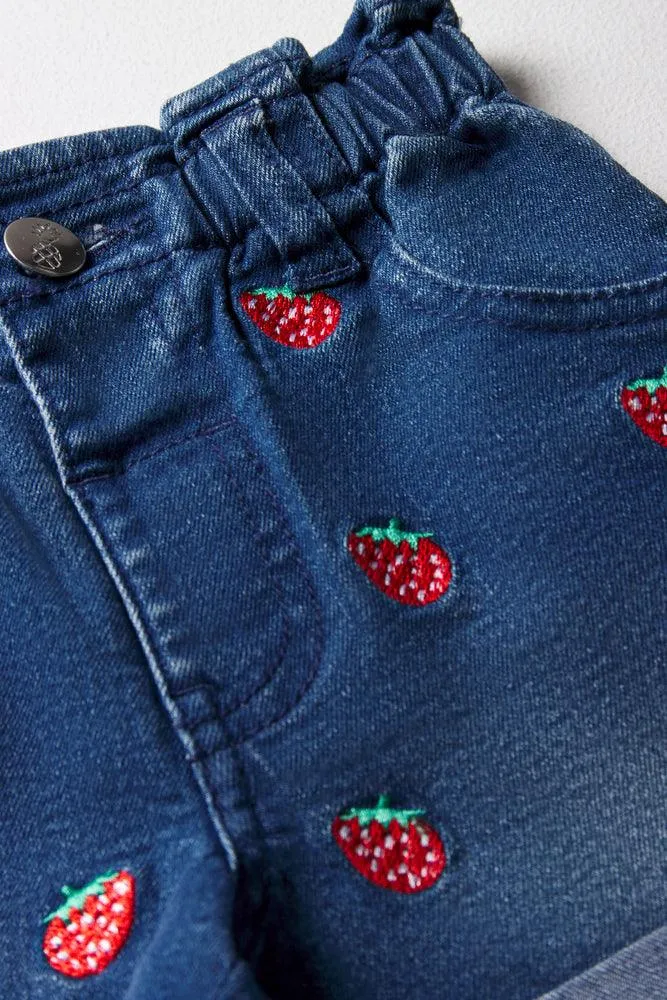 Strawberry Paperbag Shorts Blue