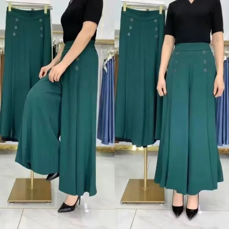 Stylish Pleated Wide-leg Pants - High Waist Cool and Slim Fit Skirt Pants Korean Baggy Vintage Casual Trousers