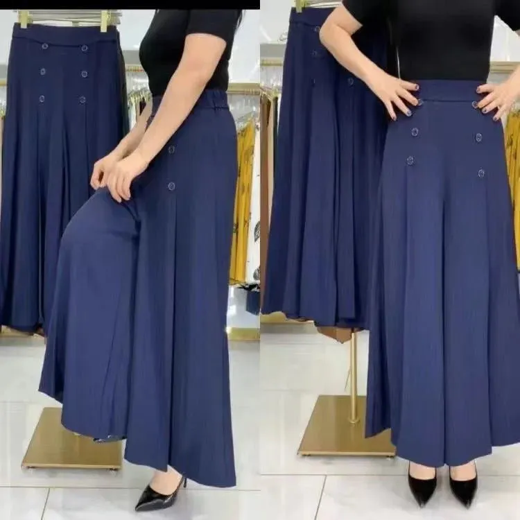 Stylish Pleated Wide-leg Pants - High Waist Cool and Slim Fit Skirt Pants Korean Baggy Vintage Casual Trousers