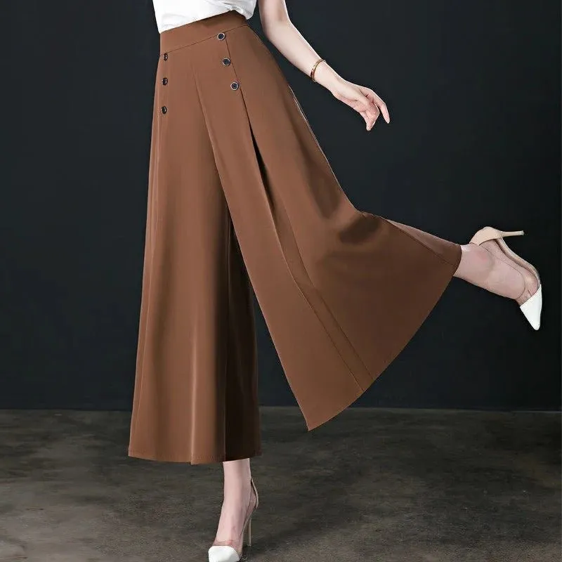 Stylish Pleated Wide-leg Pants - High Waist Cool and Slim Fit Skirt Pants Korean Baggy Vintage Casual Trousers