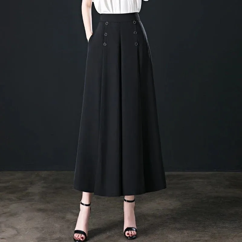 Stylish Pleated Wide-leg Pants - High Waist Cool and Slim Fit Skirt Pants Korean Baggy Vintage Casual Trousers