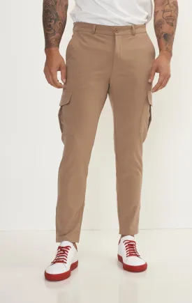 Tapered No-Wrinkle Utility Pants - Camel