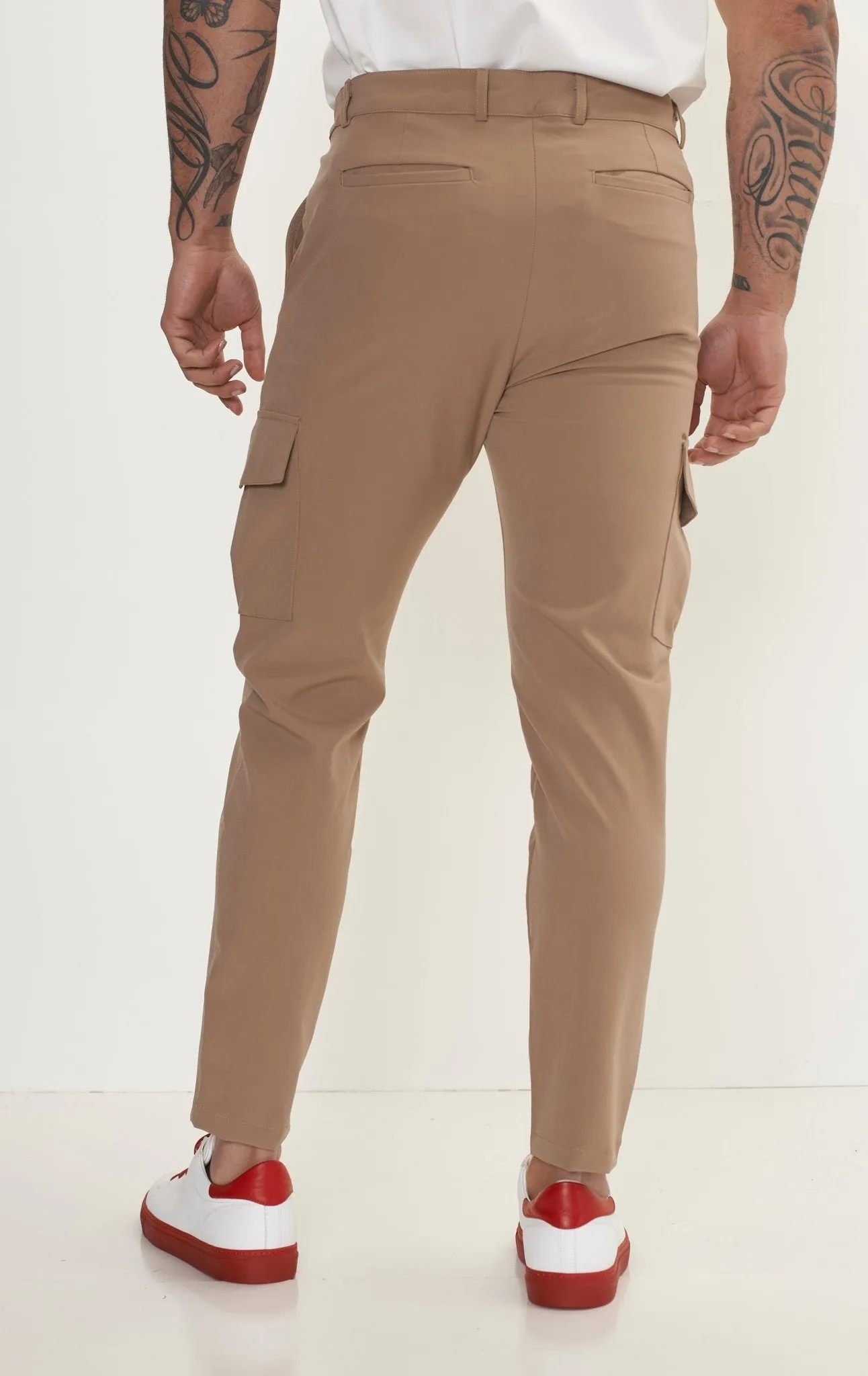 Tapered No-Wrinkle Utility Pants - Camel