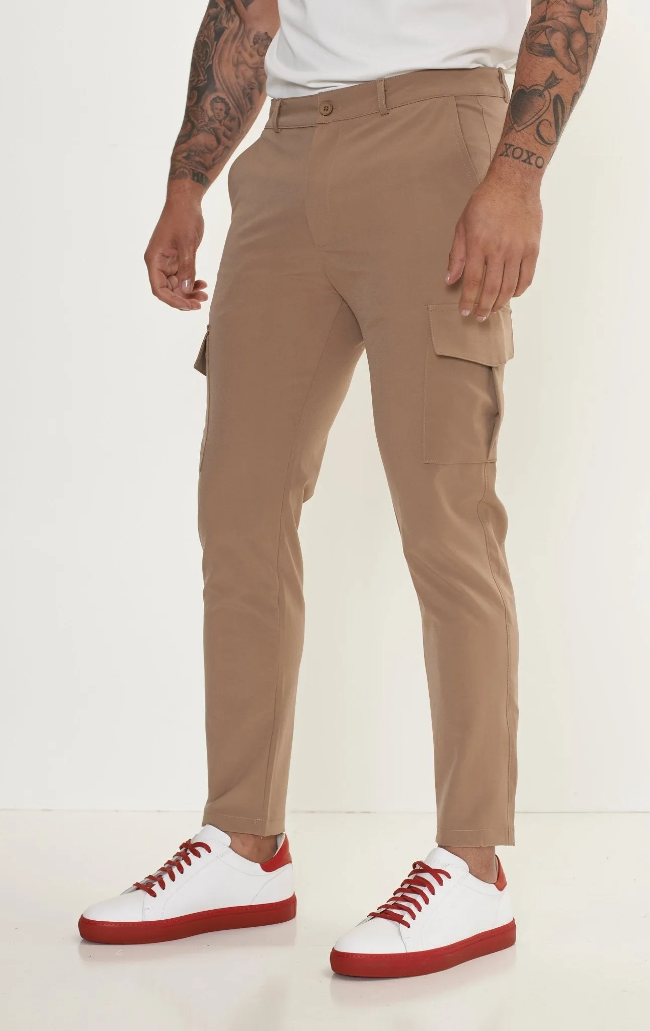 Tapered No-Wrinkle Utility Pants - Camel