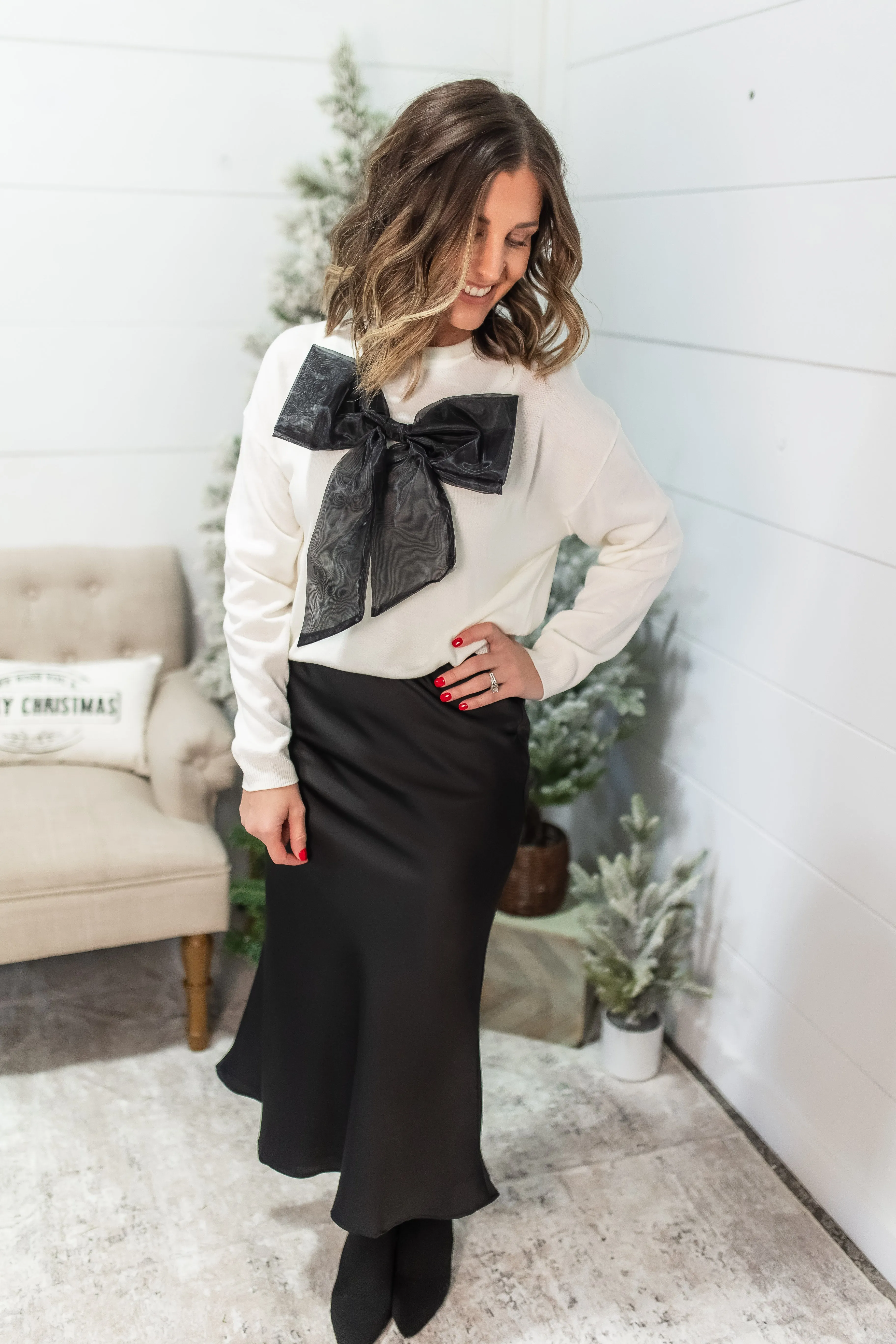 The Chic Tulle Tie Sweater