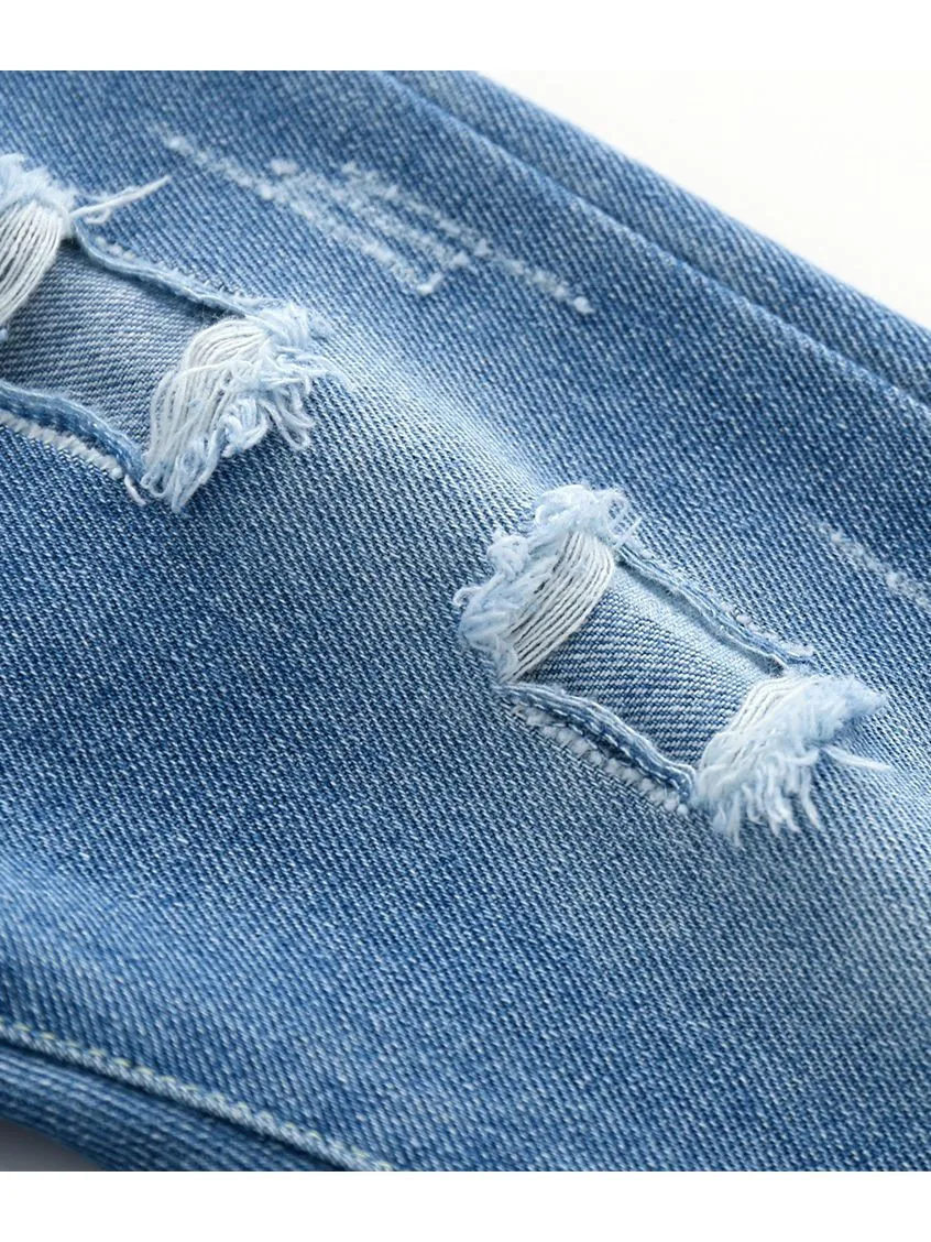 Trendy Little Kids Unisex Blue Frayed Jeans