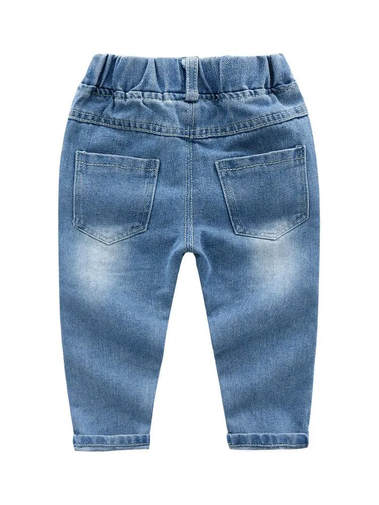 Trendy Little Kids Unisex Blue Frayed Jeans