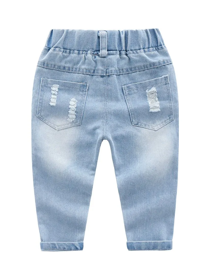 Trendy Little Kids Unisex Blue Frayed Jeans