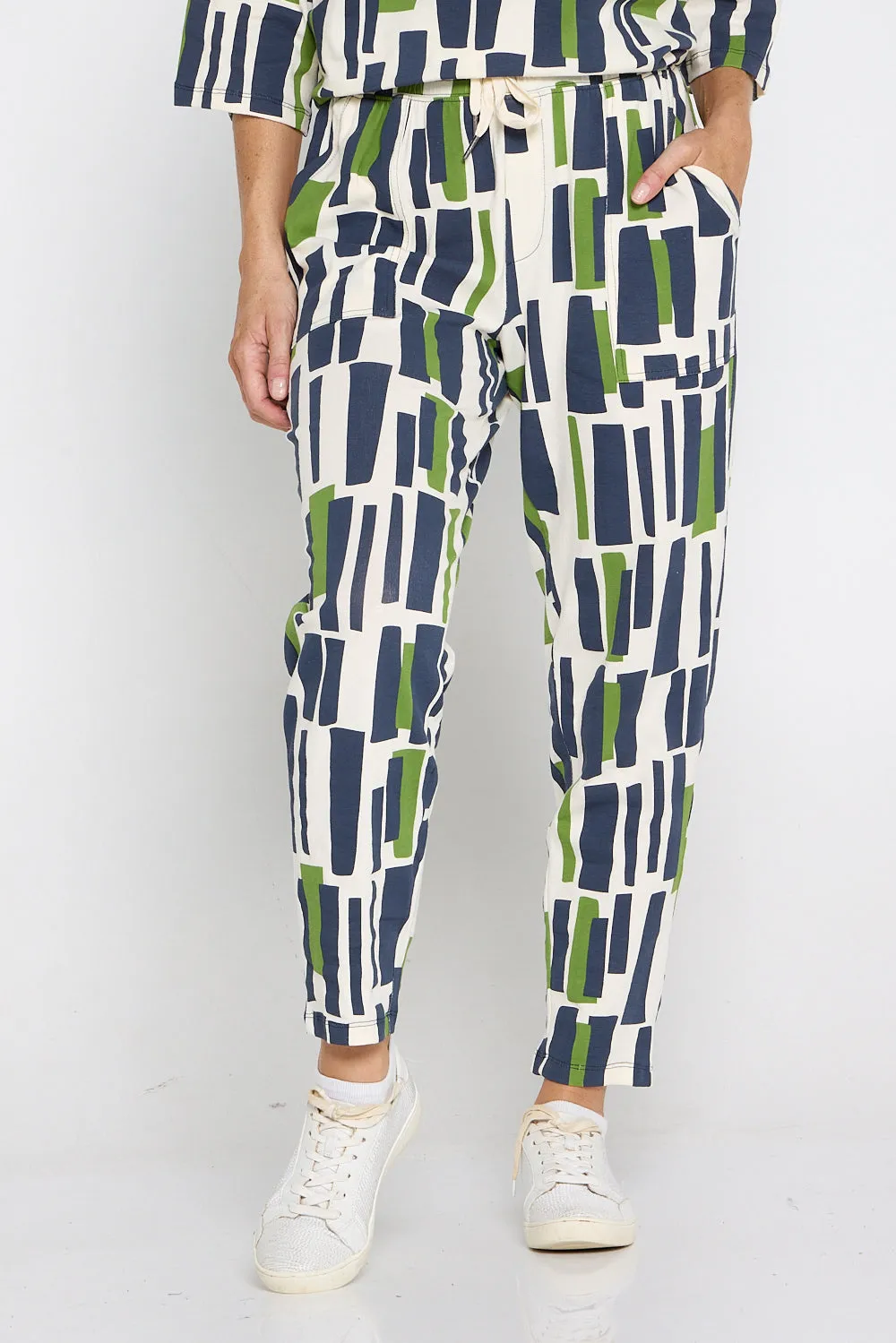 Valley Lounge Pant - Navy/Green Geo Print