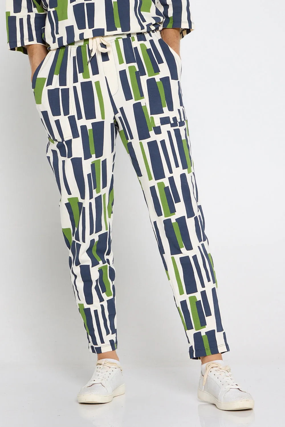 Valley Lounge Pant - Navy/Green Geo Print