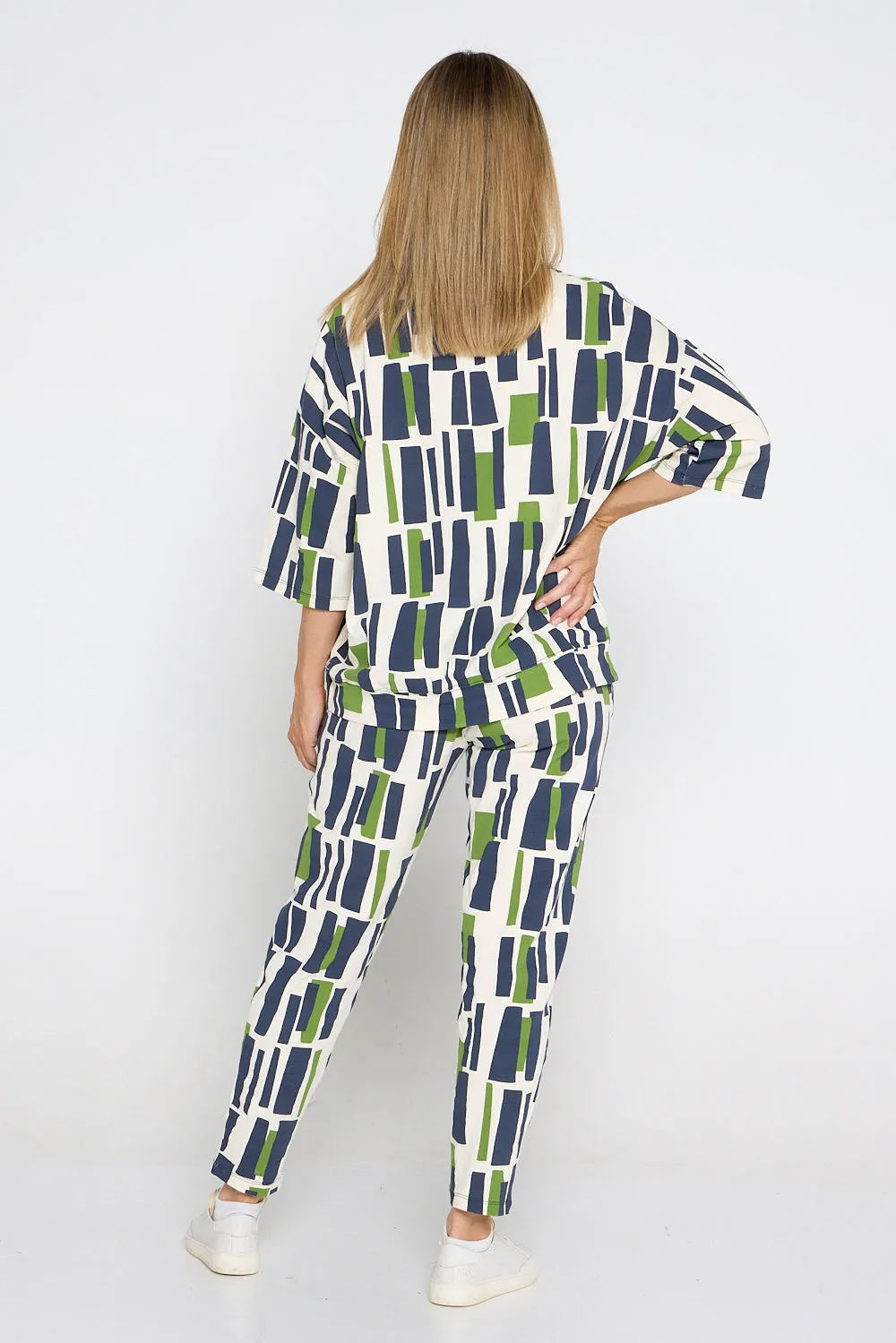 Valley Lounge Pant - Navy/Green Geo Print