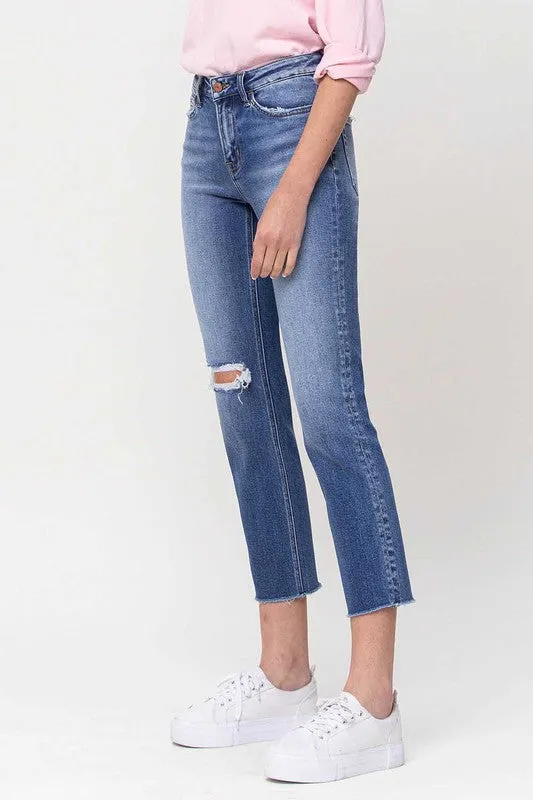 Vervet Mid-Rise Straight Cropped Jeans