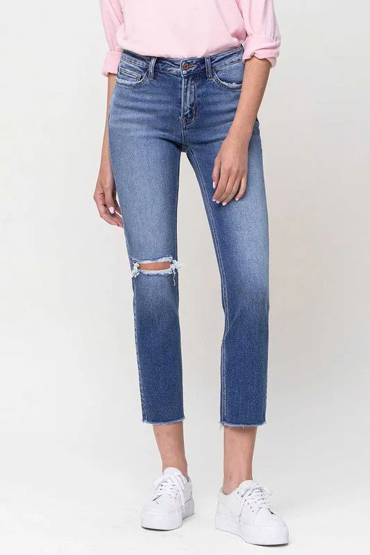 Vervet Mid-Rise Straight Cropped Jeans