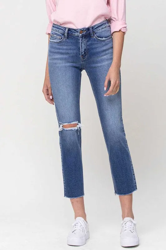 Vervet Mid-Rise Straight Cropped Jeans