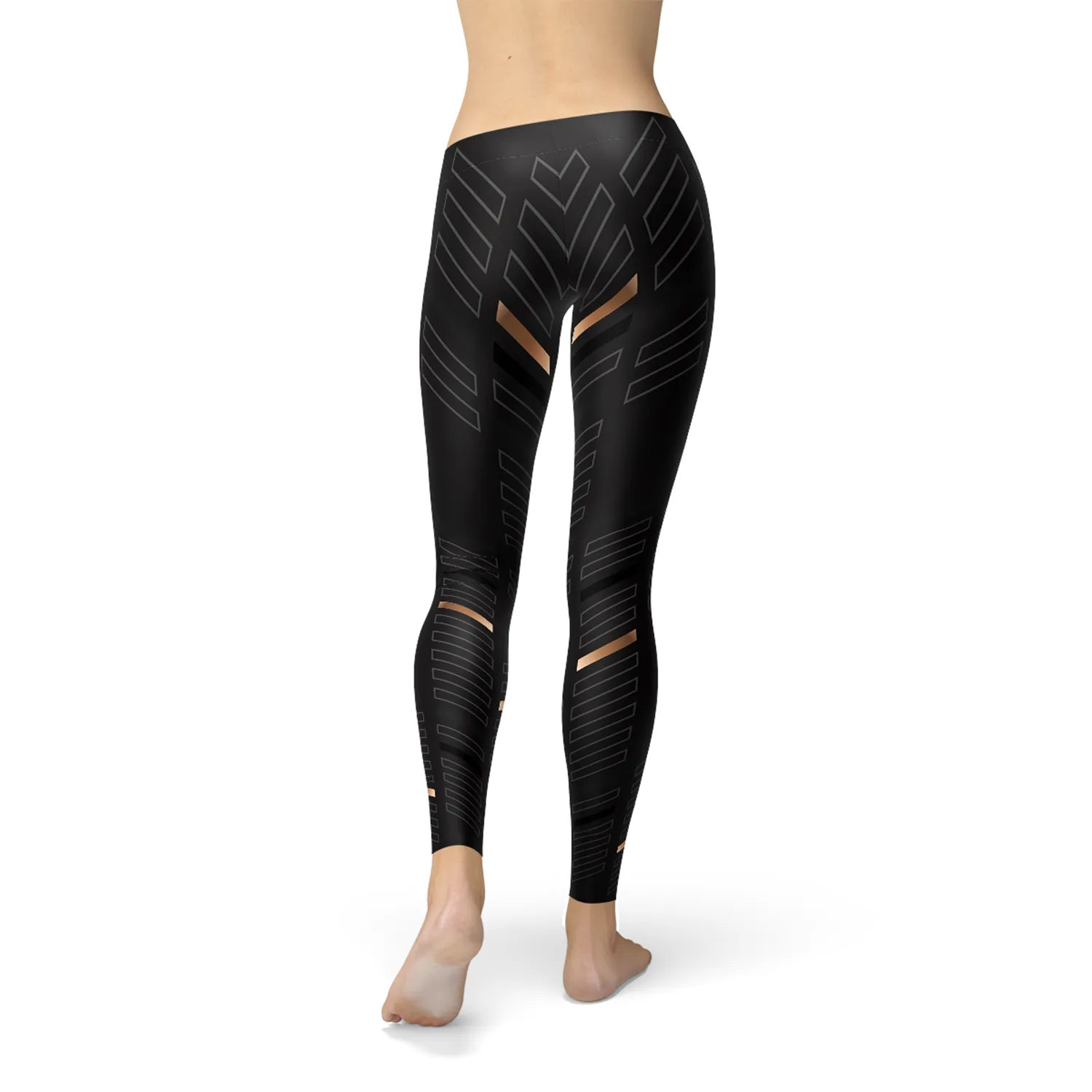 Women's Performance Black Striped Leggings