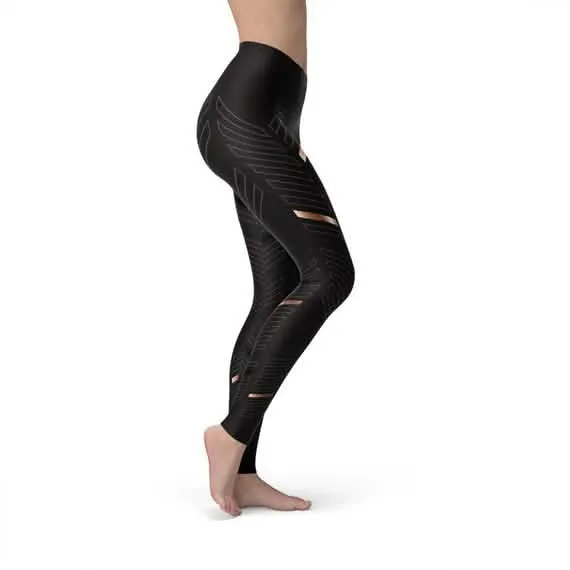 Women's Performance Black Striped Leggings